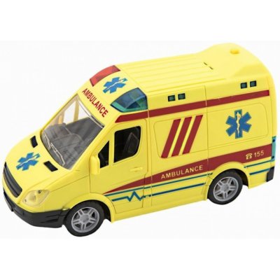 Teddies Auto ambulance plast 20cm na setrvačník na baterie se zvukem se světlem