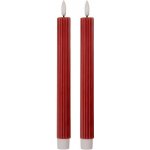 Clayre & Eef Set 2ks vínová úzká svíčka s vroubkováním Led Candle - Ø 2*25 cm / 2*AAA – Hledejceny.cz