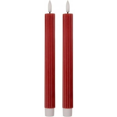 Clayre & Eef Set 2ks vínová úzká svíčka s vroubkováním Led Candle - Ø 2*25 cm / 2*AAA – Hledejceny.cz