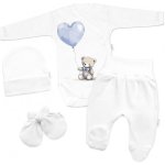 Baby Nellys Sada do porodnice pro miminko 4D Teddy Love bílá/modrá – Zboží Dáma