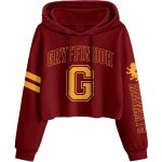 CurePink dámská croptop mikina Harry Potter Nebelvírský vysokoškolský styl červená – Zboží Dáma