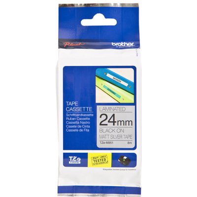 Brother - TZ-M951, stříbrná matná/černá (24mm, laminované) – Zboží Živě