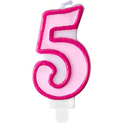 Partydeco Svíčka narozeninová číslice 5 růžová – Zboží Mobilmania