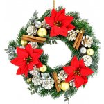 DOMMIO Vánoční věnec s ponsetií a skořicí 35 cm – Sleviste.cz