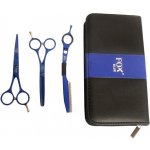 Fox sada kadeřnických nůžek 5,5" + břitva modrá 1509494 – Zboží Dáma