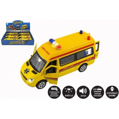 Teddies Auto ambulance kov/plast 15cm na baterie se světlem se zvukem na zpětné natažení 1 ks – Hledejceny.cz