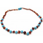 Prosperk jantarové korálky pro větší děti s tyrkysem S0902 – Zboží Dáma