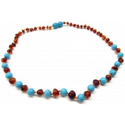 Prosperk jantarové korálky pro větší děti s tyrkysem S0902 – Zboží Dáma