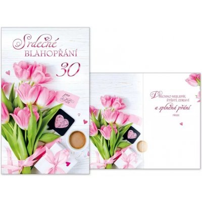 Přání k 30. narozeninám Tulipány – Zboží Dáma