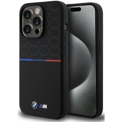 BMW iPhone 15 Pro hardcase M Silicone Pattern MagSafe černé