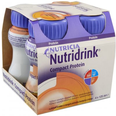 NUTRIDRINK COMPACT PROTEIN S PŘÍCHUTÍ BROSKEV A MANGO POR SOL 4X125ML