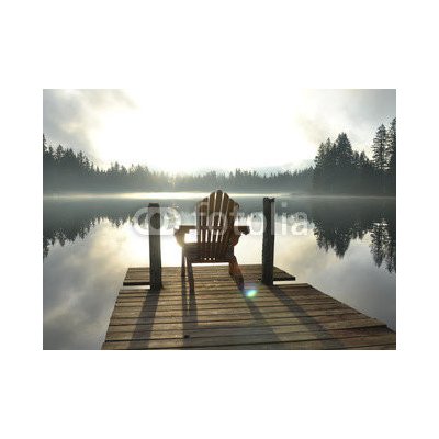 WEBLUX 71698503 Fototapeta papír Chair on Dock at Alice Lake in Late Afternoon Křeslo na doku v Alice Lake v pozdním odpoledni rozměry 360 x 266 cm – Hledejceny.cz