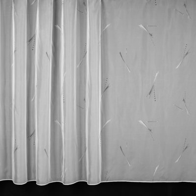 Českomoravská textilní voálová záclona V8898/05, šedý vzor na bílé, s olůvkem, výška 230cm ( v metráži) – Zboží Dáma