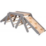 MeowBaby Lezecí trojúhelník se skluzavkou a lezeckou stěnou Šedý – Zboží Dáma