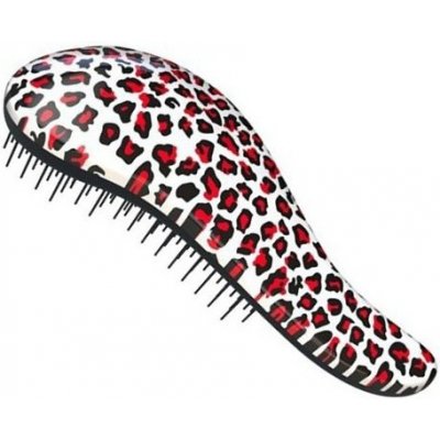 Detangler kartáč na rozčesávání vlasů s rukojetí leopard červený – Zboží Mobilmania