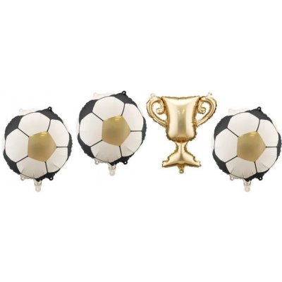 PartyDeco Sada fóliových balónků, Fotbalové míče a zlatý pohár – Zboží Dáma