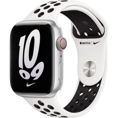 Apple Watch 45mm sněhobílo-černý sportovní řemínek Nike MPH13ZM/A – Zbozi.Blesk.cz