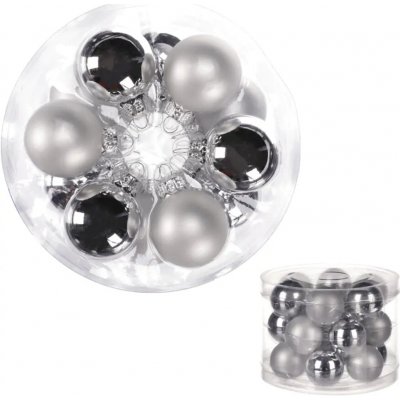 Autronic Ozdoby skleněné barva stříbrná pr. 3cm 18ks VAK111-3 – Hledejceny.cz