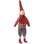 Maileg Vánoční skřítek Pixy Red checkered shirt Size 1 – Boy, červená barva, textil – Zboží Dáma