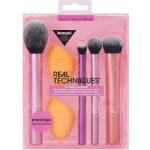 Real Techniques Everyday Essentials štětec na pudr + houbička na make-up + kulatý štětec na oční stíny + štětec na rozjasňovač + štětec na make-up – Sleviste.cz