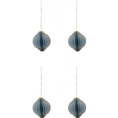 House Doctor Papírové vánoční ozdoby Alsta Light Blue Ø 8 cm – set 4 ks, modrá barva, papír – Hledejceny.cz