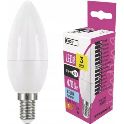 Emos LED žárovka Classic Candle 6W E14 studená bílá – Zboží Živě