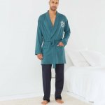 Krátký jednobarevný župan s motivem modrošedá – Zboží Dáma