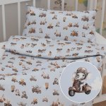 Biante bavlněné povlečení Sandra SA629 Zvířátka v autech na modrém 90 x 120 cm 40 x 60 cm – Sleviste.cz