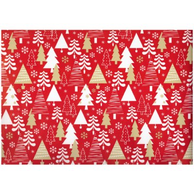 Vánoční balící papír 10 metrů Červený a stromky – Zboží Mobilmania