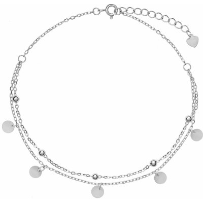 Again Jewelry Dvojitý stříbrný náramek na kotník AJNH0002 – Zboží Dáma