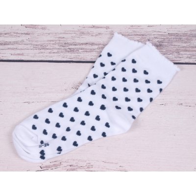 CNB Berlin ponožky DE 54330 bílé s tm. modrými srdíčky – Zboží Mobilmania