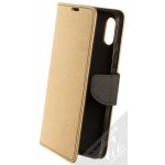 Pouzdro 1Mcz Fancy Book flipové pro Xiaomi Redmi 9A, Redmi 9AT zlatá černé gold black – Zboží Živě