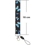 Šňůrka na krk Fally mobil 18 cm Motýli modrá – Sleviste.cz