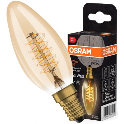 Osram B35 Candle E14 3,4W = 25W 250 lm 2200K Warm Filament Dimmable Vintage 1906 – Hledejceny.cz