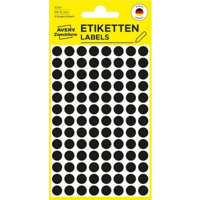Avery Zweckform 3009 etikety 8mm 4 ks černé – Sleviste.cz