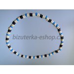 Bizuterka-eshop.cz dřevěné korále na krk smetanovo černo modré BZ-07149 – Zboží Mobilmania