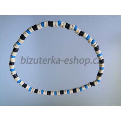Bizuterka-eshop.cz dřevěné korále na krk smetanovo černo modré BZ-07149 – Zboží Mobilmania