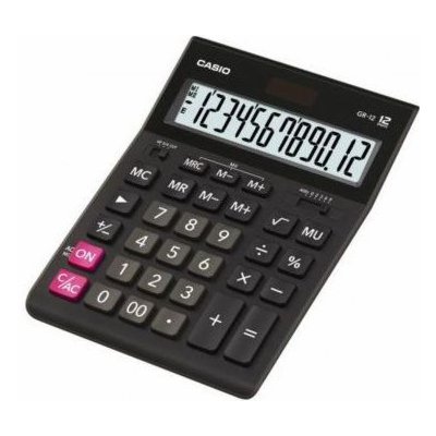 CASIO GR-12 OFFICE CALCULATOR BLACK 12-DIGIT DISPLAY