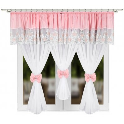 Fliying Dekorační sada Laura růžová/bílá 300/400x150 cm Rozměry: 400x150 cm – Zbozi.Blesk.cz