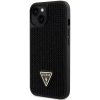 Pouzdro a kryt na mobilní telefon Guess Rhinestones Triangle Metal Logo iPhone 13 černé