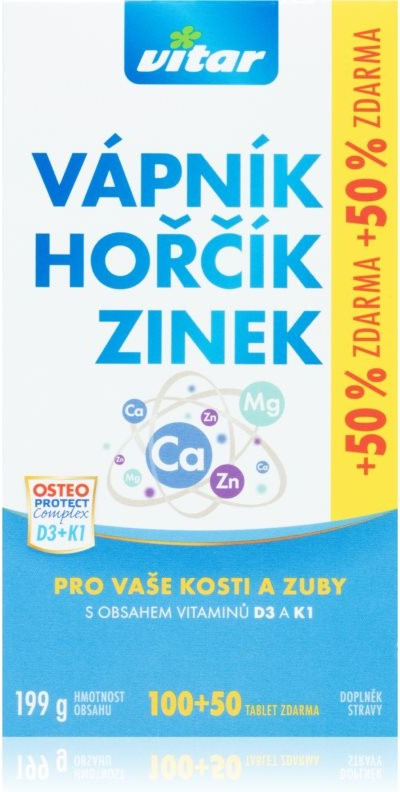 Revital Vápník+hořčík+zinek+vit. D3+K1 150 tablet od 148 Kč - Heureka.cz