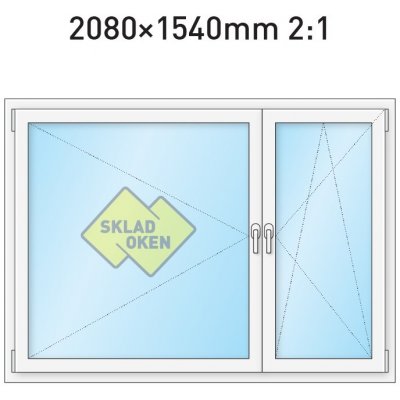 SkladOken.cz Okno dvoukřídlé se sloupkem 208x154 cm bílé PRAVÉ - dělení 2:1 – HobbyKompas.cz