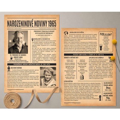Narozeninové noviny 1965 – dvoustranné nebo jednostranné – Zboží Dáma