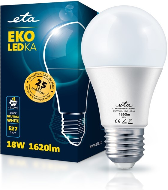 ETA žárovka LED EKO LEDka klasik 18W, E27, neutrální bílá od 119 Kč -  Heureka.cz
