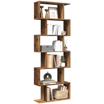 vidaXL Knihovna/dělící stěna 6patrová old wood 70x24x193 cm kompozit – Sleviste.cz