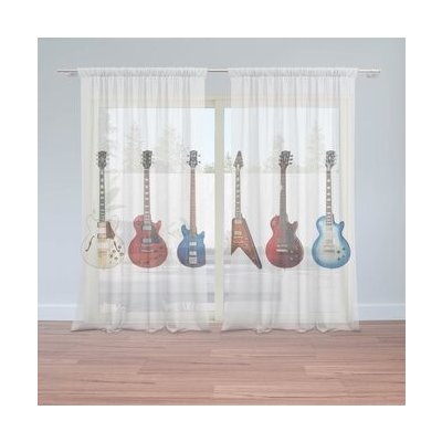 Sablio Záclony Kytary 2: 2ks 150x250cm – Zboží Mobilmania