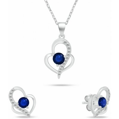 Brilio Silver Originální set stříbrných šperků Srdíčka s modrými zirkony SET294WB (náhrdelník, náušnice) – Sleviste.cz