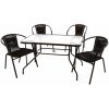 Garthen 37023 Zahradní polyratanový set 4 židle a skleněný stůl