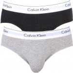 Calvin Klein slipy Modern Cotton Stretch Hip Briefs Grey Black 2Pack – Zboží Mobilmania