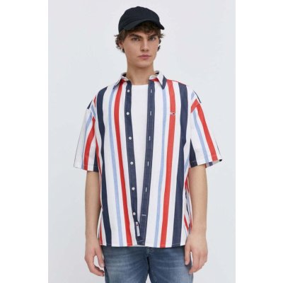 Tommy Jeans bavlněná košile relaxed s klasickým límcem DM0DM18966 bílá